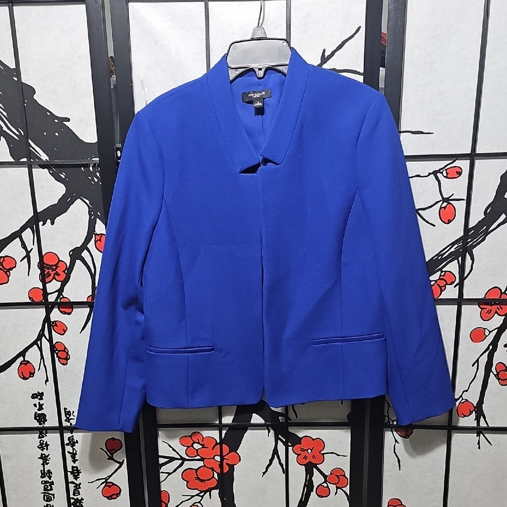 Ann Taylor Vibrant Open Front Cardigan Blue Blazer Size 8